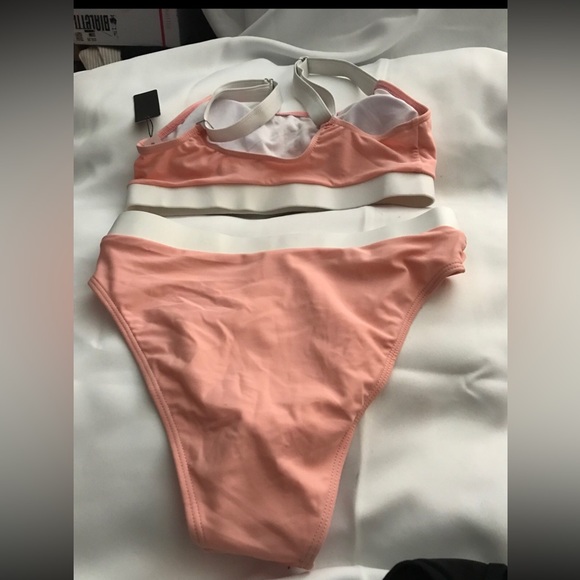 Tempt Me Women Two Piece Bikini Swimsuit  PINK AND WHITE SIZE SMALL - Picture 4 of 7